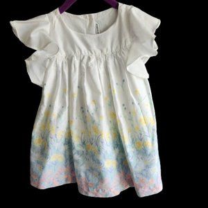 Janie & Jack, 18 to 24 month, lined cotton dress, white with soft floral print